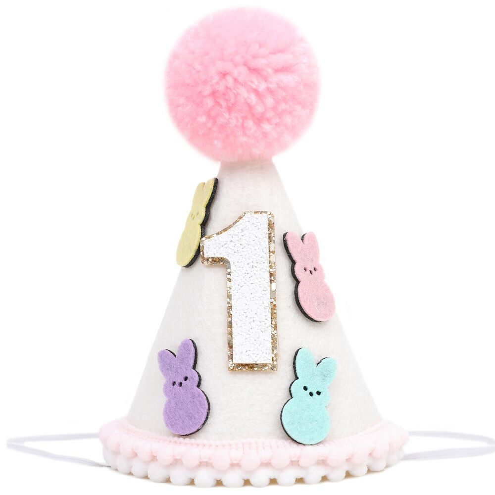 7334 Colorful Bunny 1st Birthday Hat - Some Bunny Is One Birthday
